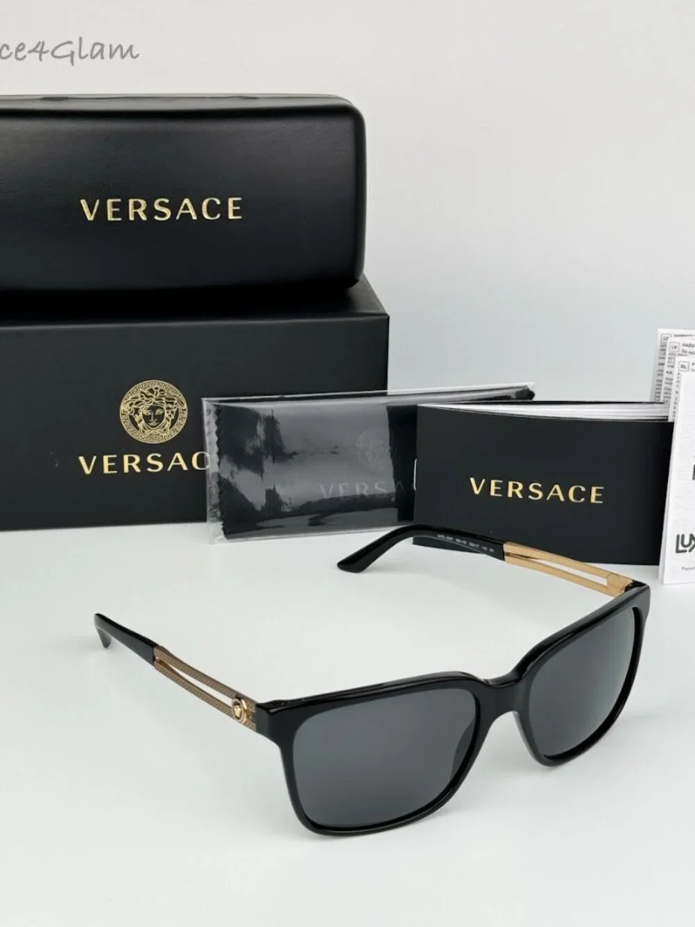 Versace Men Sunglasses Black Grey Square VE4307 GB1/87 BRAND NEW